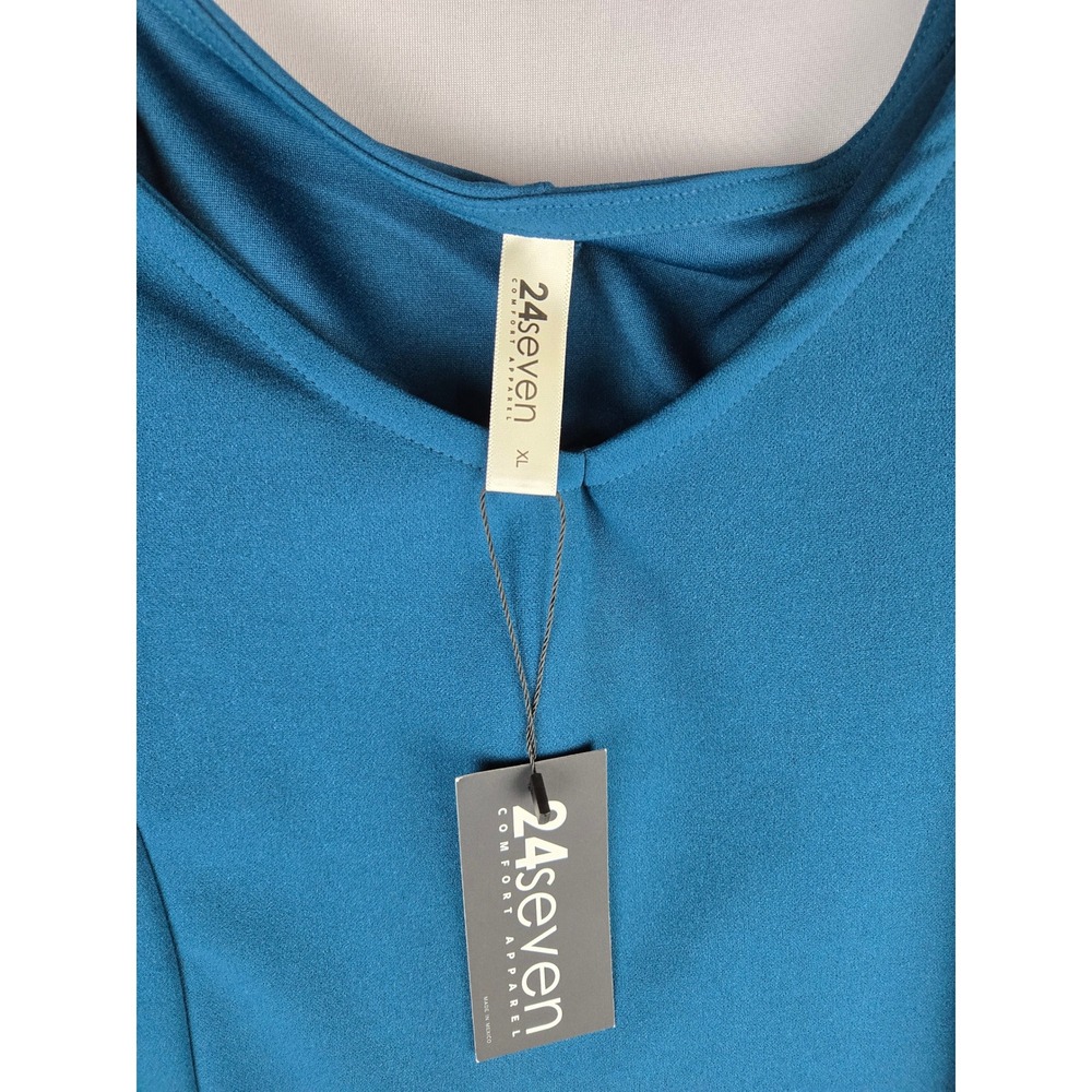 24seven Comfort Apparel Womens Teal Cold Shoulder Ruffle Maxi Dress XL NWT - Picture 3 of 3